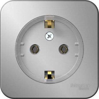 Розетка SCHNEIDER ELECTRIC BLANCA с заземлением, без шторок, (компакт), с изолирующей пластиной, 16А, 250В, алюминий